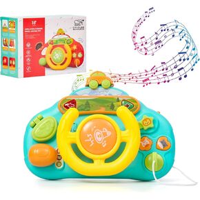 Childlike BehaviorBaby Steering Wheel Toy - Interactive Educational Baby Car Seat, High Chair Toy - Ages 1-3 with Sounds and Fun Learning - Develop Fine Motor Skills and Imagination in Toddler Drivers