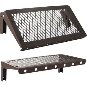Floating Wall Shelves Set of 2, Black Floating Shelves,Wall-Mounted Bookshelf,Mesh Panel, Used in Living Room, Kitchen, Bathroom ，Garage,Folding with Hooks.