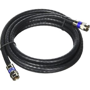 PHAT SATELLITE INTL | Quad Shield Solid Copper 3GHZ RG-6 Coax Cable, 75 Ohm Satellite TV Approved Cable, Anti-Corrosion Brass RG6 Fittings, Assembled in USA (5ft, Black)