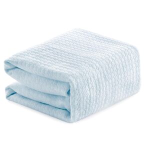 Toddler Summer Blanket for Boys and Girls, 100% Cotton Blanket, Super Soft and Breathable Crib Blanket for All Seasons, 39"x47", Light Blue