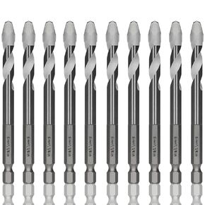 Generic 10Pcs 1/4"" Masonry Drill Bits Kit for Concrete, Stone, Glass, Brick, Tile, Plastic, Ceramic and Wood Product Features, A00010