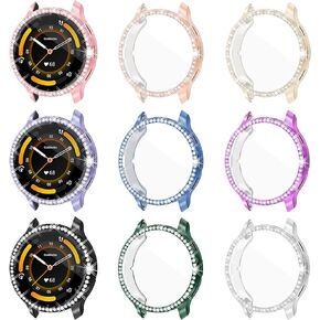 9 Pack Watch Screen Protector for GARMIN Venu3 45mm, Glitter Rhinestone Case Soft TPU Protective Cover Bling Bumper for VENU3 Smart Watch (9 Colors)