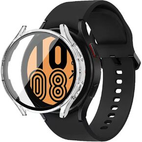 FanTEK Compatible for Samsung Galaxy Watch 5/4 44mm Watch Case for Women Men, Scratch Resistant Shock Absorbing Case, Black