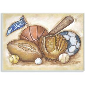 Stupell Industries All Star Multi Sport On Brown Background Black Framed Wall Art, 16x20, Design by Artist Reesa Qualia