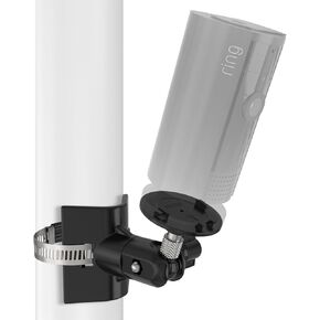 Outdoor Security Camera Pole Mount No-Drill for 1/4-Inch Attach Point Cameras Compatible with Ring Indoor Cam and More, Fits 1.96-7.87 Inch Pipes (Black)