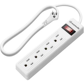 DEWENWILS 4 Outlets Power Strip, 2FT Short Cord with Flat Angled Plug, Portable Small Power Strip, 15A 125V 1875W, Wall Mount Design for Home Office Dorm, ETL Listed White, 1 Pack