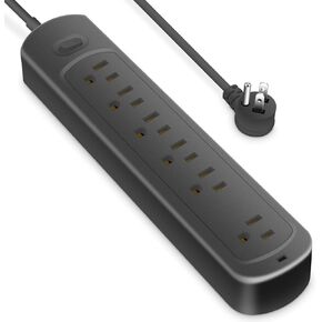 Power Strip Surge Protector Socket, 6 Outlets for Multiple Devices, 4 Ft Flat Plug Heavy Duty Extension Cord, Power Delivery Charging Power Strip for Home, Office, Dorm Essentials
