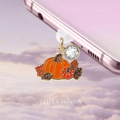 ELISE & FONDA TP434 منفذ شحن USB من النوع C مضاد للغبار، قابس الهالوين على شكل يقطين يترك سحر الهاتف الخليوي لهواتف iPhone 15 /Samsung/OnePlus/Xiaomi/oppo Android (برتقالي) in Saudi Arabia