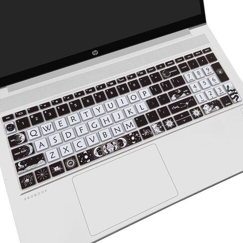 Cute Keyboard Cover for 15.6 inches HP ProBook 450 G8 G9 G10 / ProBook 455 G8 G9 G10 /ProBook 650 G8/HP Zbook Power G8 G9, Silicone Keyboard Skin, US Layout, Sun and Moon in Saudi Arabia
