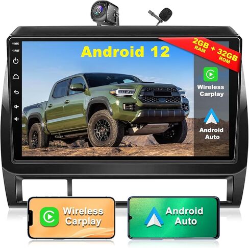 راديو السيارة لسيارة Toyota Tacoma 2005-2015، Android 12 WiFi 5G Tacoma Stereo مع وحدة رأس 9 بوصة/شاشة تعمل باللمس/Carplay لاسلكي + Android Auto/GPS Navigation/Bluetooth 5.2/1080P كاميرا خلفية/AirPlay/SWC/راديو FM in Saudi Arabia