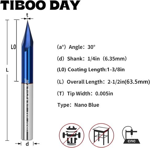 90 درجة V الأخدود راوتر نحت بت V أداة نحت أدوات CNC مع نانو الأزرق المغلفة 1/4 "قطر قطع عرقوب لنحت الخشب باستخدام الحاسب الآلي طحن النقش والحروف الشطب in Kuwait