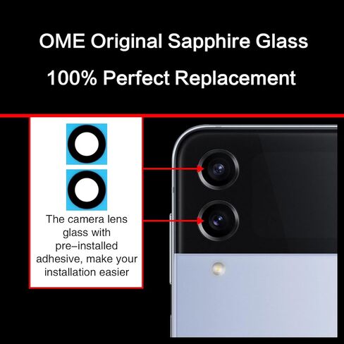 قطعتان من زجاج عدسة الكاميرا الخلفية ASDAWN لهاتف Galaxy Z Flip4 F721 لجميع الحاملات، لاستبدال زجاج عدسة الكاميرا الخلفية Galaxy Flip4 مع فيلم عدسة مجاني + دليل التثبيت + مجموعة أدوات الإصلاح in Kuwait