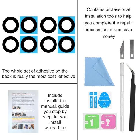 قطعتان من زجاج عدسة الكاميرا الخلفية ASDAWN لهاتف Galaxy Z Flip4 F721 لجميع الحاملات، لاستبدال زجاج عدسة الكاميرا الخلفية Galaxy Flip4 مع فيلم عدسة مجاني + دليل التثبيت + مجموعة أدوات الإصلاح in Kuwait