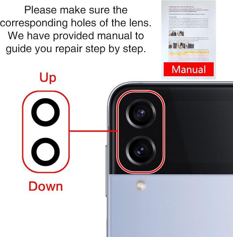 قطعتان من زجاج عدسة الكاميرا الخلفية ASDAWN لهاتف Galaxy Z Flip4 F721 لجميع الحاملات، لاستبدال زجاج عدسة الكاميرا الخلفية Galaxy Flip4 مع فيلم عدسة مجاني + دليل التثبيت + مجموعة أدوات الإصلاح in Kuwait