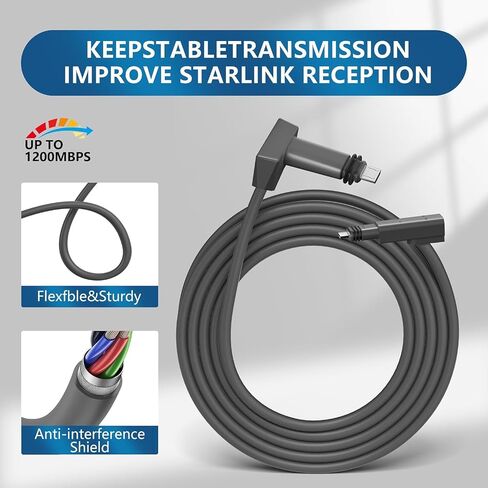 KOOWOD Replacement Cable for Starlink Actuated Gen 2, Waterproof Starlink Rectangular Satellite V2 Extension Cord High Speed Internet Wire Kit Accessories (32.8FT/10M) in Kuwait