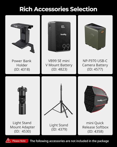 SmallRig RC 100B COB Video Light with Handle, Bi-Colour Video Light 2700K-6500K, Type-C PD Fast Charging, Built-in Battery Plate, App Control for Photography and Photo Studio, Mobile Version - 4894 in Kuwait