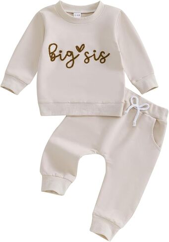Big Sister Little Sister Matching Outfits Toddler Girl Sweatshirt Pants Set in Saudi Arabia