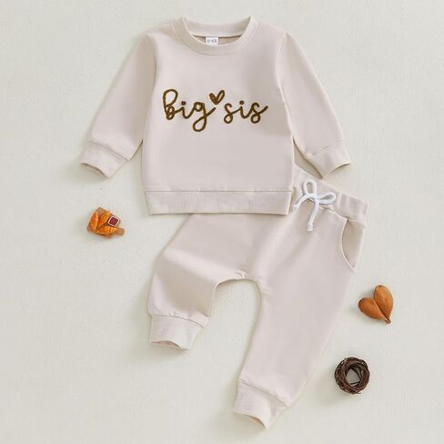 Big Sister Little Sister Matching Outfits Toddler Girl Sweatshirt Pants Set in Saudi Arabia