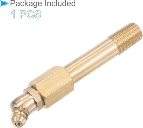 Brass 45 Degree Grease Fitting, | G1/8 Thread 65mm Length | Hydraulic Grease Nipple - (Applications: for Replacing Missing or Broken Oil Fitting), 1-Piece in Saudi Arabia