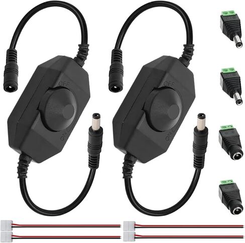 DKARDU LED Strip Lights Dimmer Switch USB Female to Male Cable with Dimmable Rotary Switch Controller 5V LED Rope Light Switch Adjustable Switch, 2 PCS in Saudi Arabia