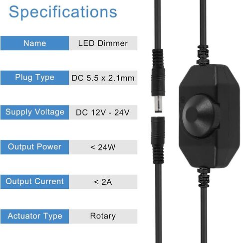 DKARDU LED Strip Lights Dimmer Switch USB Female to Male Cable with Dimmable Rotary Switch Controller 5V LED Rope Light Switch Adjustable Switch, 2 PCS in Saudi Arabia