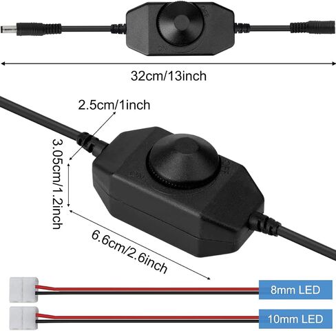 DKARDU LED Strip Lights Dimmer Switch USB Female to Male Cable with Dimmable Rotary Switch Controller 5V LED Rope Light Switch Adjustable Switch, 2 PCS in Saudi Arabia