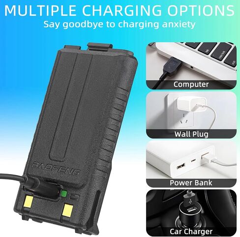 BAOFENG UV-5RM Battery,2500mah Type-c Charging Upgrade Li-ion 7.4V Battery UV-5RH Pro UV-5G Plus GM-5RH 5RM Replacement/Spare Two-Way Radio Batteries (2Pack) in Saudi Arabia