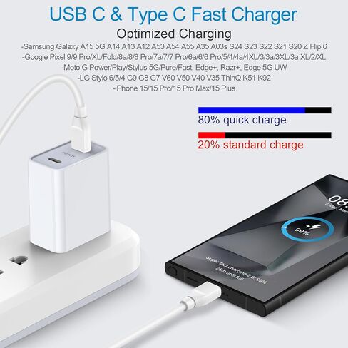 شاحن سريع 35 وات USB C لهاتف Google Pixel 9 Pro XL Fold 9 8a 8 8 Pro 7a 7 7 Pro 6a 6 Pro 5 4a 3XL، Pixel Fold، Samsung Galaxy A15 5G A14 A35 A13 A53 A03s، محول طاقة PD مع 6FT USB C إلى USB كابل سي in Kuwait
