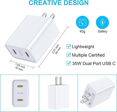 شاحن سريع 35 وات USB C لهاتف Google Pixel 9 Pro XL Fold 9 8a 8 8 Pro 7a 7 7 Pro 6a 6 Pro 5 4a 3XL، Pixel Fold، Samsung Galaxy A15 5G A14 A35 A13 A53 A03s، محول طاقة PD مع 6FT USB C إلى USB كابل سي in Kuwait