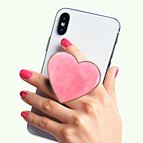 قبضة هاتف على شكل قلب وردي لطيف من Xerial - حامل هاتف قابل للطي بنمط صدف، حامل هاتف للفتيات والنساء، مقبض هاتف بمقبض محبب لهاتف iPhone وKindle، حامل بمقبض سريع للأصابع، مقبض بوب للهاتف in Kuwait