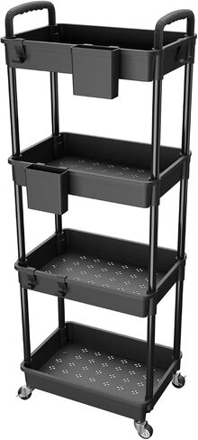 3 Tier Rolling Utility Cart with Drawer,Rolling Storage Cart,Storage Cart for Kitchen,Bathroom,Living Room,Storage Organizer with Iron Wheels(Green) in Saudi Arabia