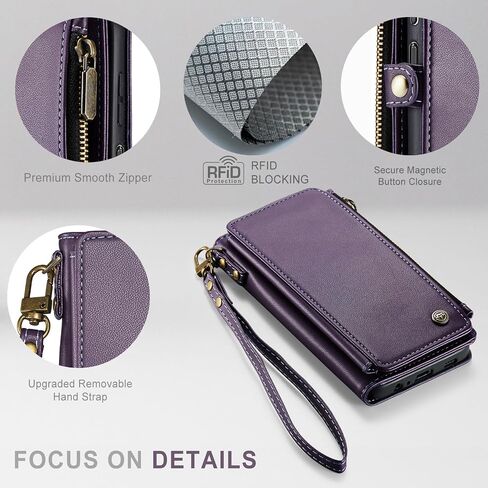 Defencase Compatible with Moto G 5G 2024/ G Play 2024 Case, RFID Blocking Wallet Case Fit for Motorola Moto G 5G 2024/ G Play 2024 PU Leather Flip Strap Zipper Card Holder Phone Case Women, Purple in Saudi Arabia