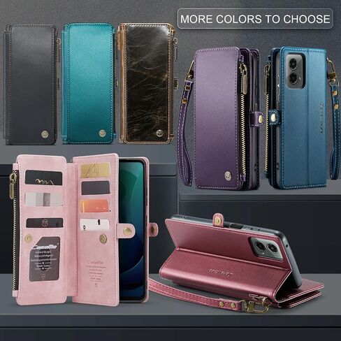 Defencase Compatible with Moto G 5G 2024/ G Play 2024 Case, RFID Blocking Wallet Case Fit for Motorola Moto G 5G 2024/ G Play 2024 PU Leather Flip Strap Zipper Card Holder Phone Case Women, Purple in Saudi Arabia