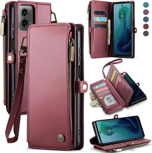 Defencase Compatible with Moto G 5G 2024/ G Play 2024 Case, RFID Blocking Wallet Case Fit for Motorola Moto G 5G 2024/ G Play 2024 PU Leather Flip Strap Zipper Card Holder Phone Case Women, Purple in Saudi Arabia