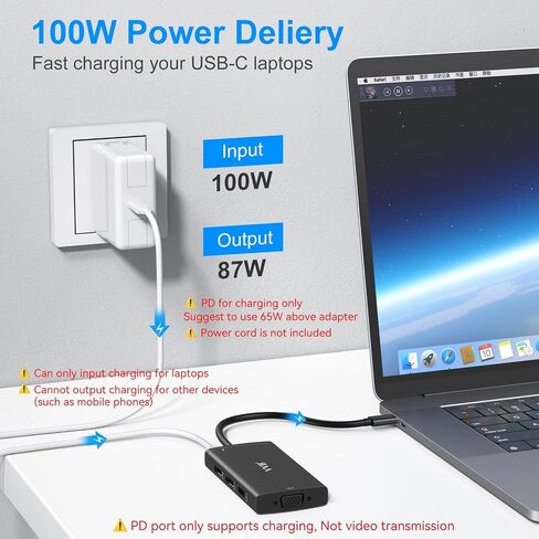 USB C Docking Station Dual Displayport Monitor Adapter for Dell/HP/Lenovo Laptop, Laptop Docking Station 3 Monitors Quadruple Display with 4K HDMI+2 DP+VGA USB-C Hub, USB C Dock to 100W PD+3USB in Kuwait
