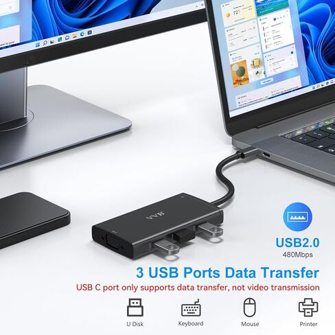 USB C Docking Station Dual Displayport Monitor Adapter for Dell/HP/Lenovo Laptop, Laptop Docking Station 3 Monitors Quadruple Display with 4K HDMI+2 DP+VGA USB-C Hub, USB C Dock to 100W PD+3USB in Kuwait