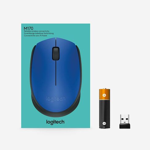 Logitech M170 Wireless Mouse, 2.4 GHz with USB Mini Receiver, Optical Tracking, Long Battery Life, Ambidextrous Compatible with Chromebook, Windows, & Mac, Blue, 910-004800 (Renewed) in Saudi Arabia