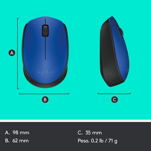 Logitech M170 Wireless Mouse, 2.4 GHz with USB Mini Receiver, Optical Tracking, Long Battery Life, Ambidextrous Compatible with Chromebook, Windows, & Mac, Blue, 910-004800 (Renewed) in Saudi Arabia