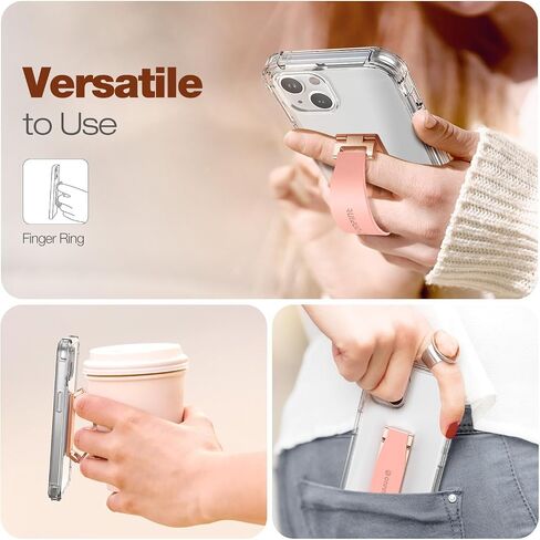 Phone Grip Finger Ring Holder 3.23 Inch, Phone Slim Finger Ring Holder Kickstand 2 in 1, Compatible with iPhone Samsung and Most Smartphones, Pink in Kuwait