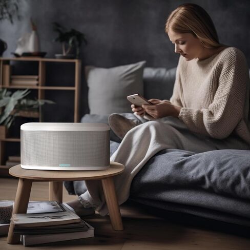RIVA Upgraded Stadium Wireless Smart Hi-Fi Speaker with Alexa Voice Control, 10 Drivers, 200W, Multiroom Music System, Support Airplay 2, Spotify Streaming, Wi-Fi, Bluetooth (White) in Saudi Arabia