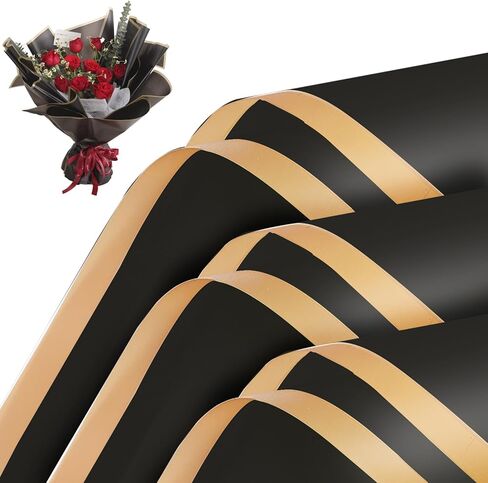 20 ورقة من ورق تغليف الزهور - ورق تغليف باقة زهور مقاوم للماء، تغليف حرفي يدوي الصنع، ورق تغليف لوازم الزهور لتغليف الهدايا وهدية عيد ميلاد الزفاف، 22.8 × 22.8 بوصة (وردي) in Kuwait