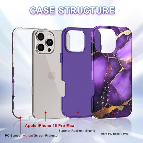 حافظة Btscase لهاتف iPhone 16 Plus (2024)، [تم اختبار السقوط من الدرجة العسكرية] تصميم نمط رخامي نحيف متين مقاوم للصدمات للنساء والفتيات والرجال، غطاء واقٍ مضاد للخدش لهاتف iPhone 16 Plus، ذهبي وردي بالكامل in Kuwait