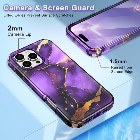 حافظة Btscase لهاتف iPhone 16 Plus (2024)، [تم اختبار السقوط من الدرجة العسكرية] تصميم نمط رخامي نحيف متين مقاوم للصدمات للنساء والفتيات والرجال، غطاء واقٍ مضاد للخدش لهاتف iPhone 16 Plus، ذهبي وردي بالكامل in Kuwait