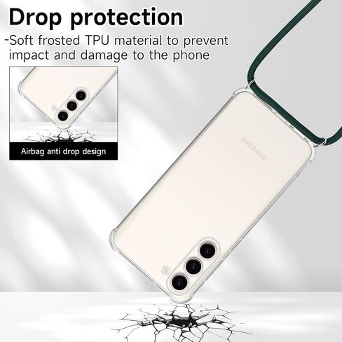 YESPURE for Samsung Galaxy S23 Clear Case Strap Lanyard Portable Cover for Women Soft TPU Bumper Shockproof Protective Phone Case Crossbody String for Galaxy S23 - Black Gold in Saudi Arabia