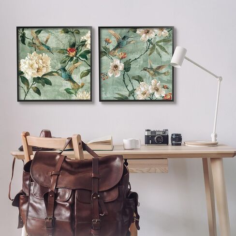 Stupell Industries Hummingbirds & Florals 2 Piece Framed Giclee Art Set by Reneé Campbell in Saudi Arabia