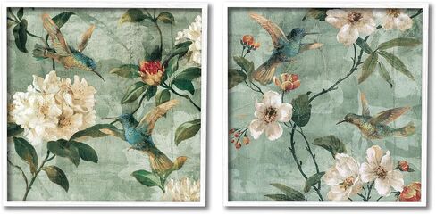 Stupell Industries Hummingbirds & Florals 2 Piece Framed Giclee Art Set by Reneé Campbell in Saudi Arabia