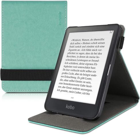 غطاء kwmobile متوافق مع Kobo Clara HD - حافظة مع حزام + حامل - لون نعناعي in Saudi Arabia