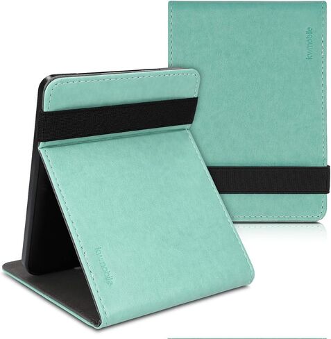 غطاء kwmobile متوافق مع Kobo Clara HD - حافظة مع حزام + حامل - لون نعناعي in Saudi Arabia