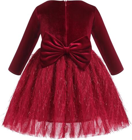 Toddler Baby Girls Velvet Tutu Dress Long Sleeve Feather Tulle Party Dress Plush Christmas Birthday Formal Dresses in Saudi Arabia