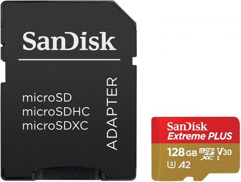 سانديسك - بطاقات اكستريم بلس MICROSDXC 128 جيجابايت + محول SD 200 ميجابايت/ثانية 90 ميجابايت/ثانية A2 C10 V3 in Saudi Arabia